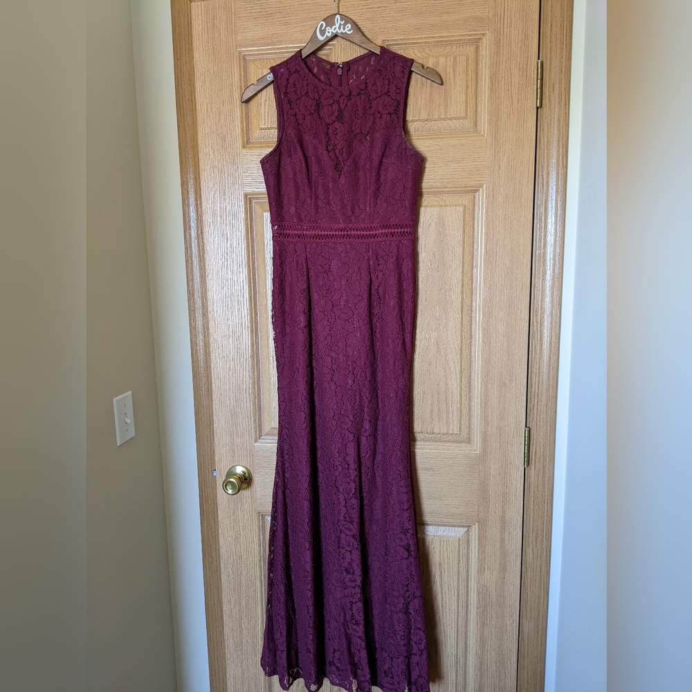 Lulu's Burgundy All Lace Dress